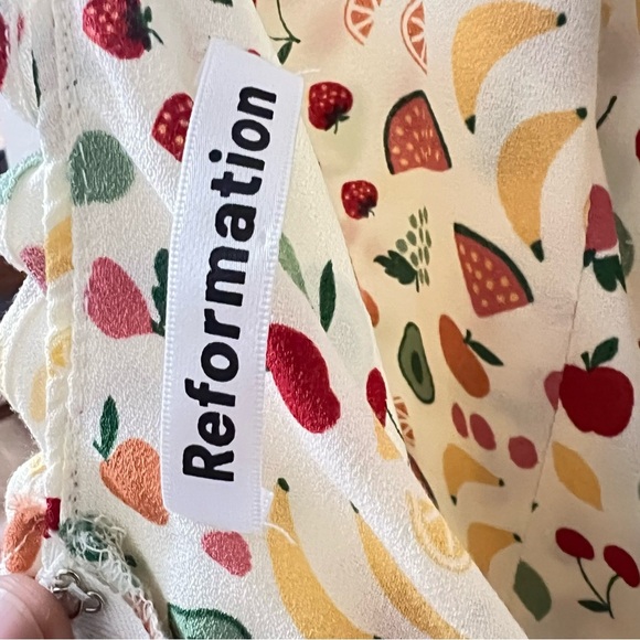 REFORMATION Tancy Fruit Print Midi Dress in Color cream - Picture 9 of 10